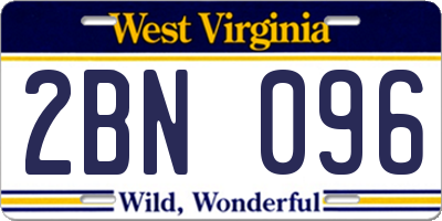 WV license plate 2BN096