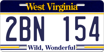 WV license plate 2BN154