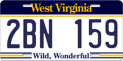 WV license plate 2BN159
