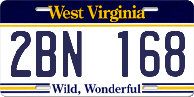 WV license plate 2BN168