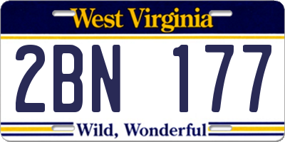 WV license plate 2BN177