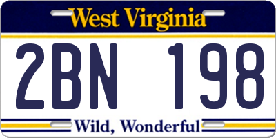 WV license plate 2BN198