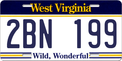 WV license plate 2BN199