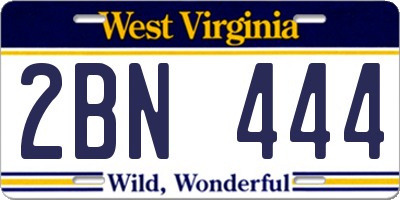 WV license plate 2BN444