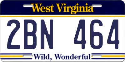 WV license plate 2BN464