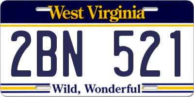 WV license plate 2BN521
