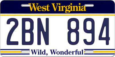 WV license plate 2BN894