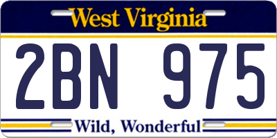 WV license plate 2BN975