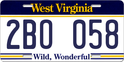 WV license plate 2BO058