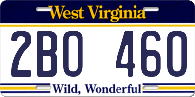 WV license plate 2BO460