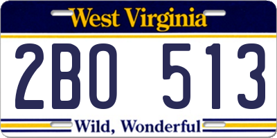 WV license plate 2BO513