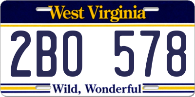 WV license plate 2BO578
