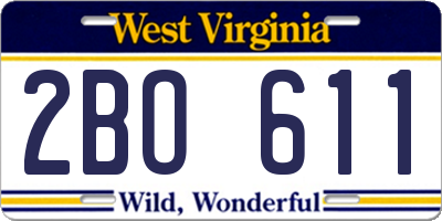 WV license plate 2BO611