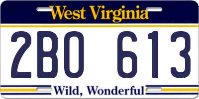 WV license plate 2BO613