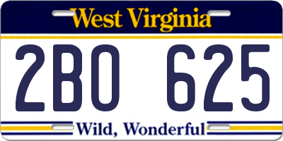 WV license plate 2BO625