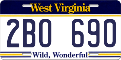 WV license plate 2BO690