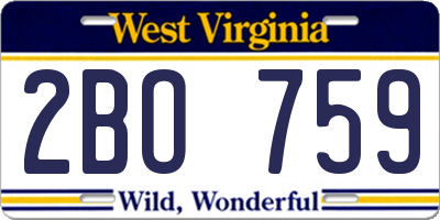 WV license plate 2BO759