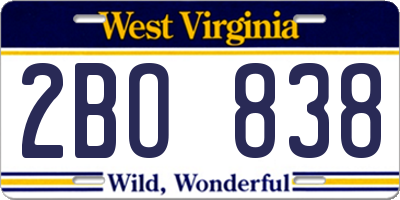 WV license plate 2BO838