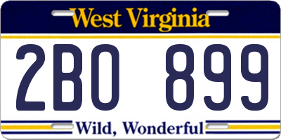 WV license plate 2BO899