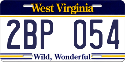 WV license plate 2BP054