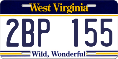 WV license plate 2BP155