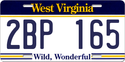 WV license plate 2BP165