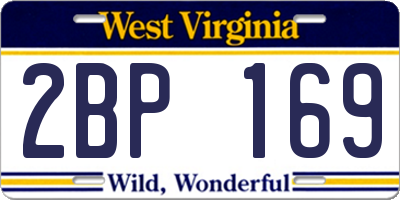 WV license plate 2BP169