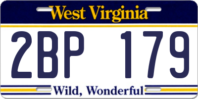 WV license plate 2BP179