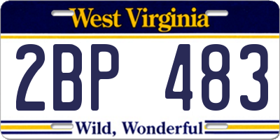 WV license plate 2BP483