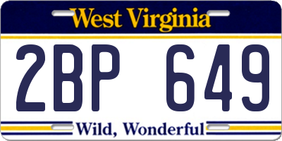 WV license plate 2BP649
