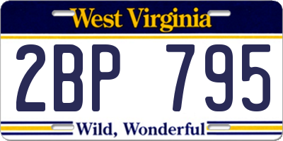 WV license plate 2BP795