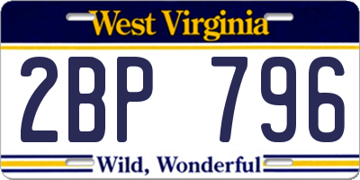 WV license plate 2BP796