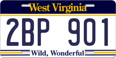 WV license plate 2BP901