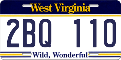 WV license plate 2BQ110