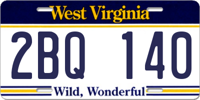WV license plate 2BQ140
