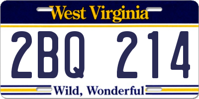WV license plate 2BQ214