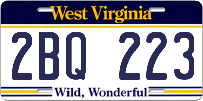 WV license plate 2BQ223