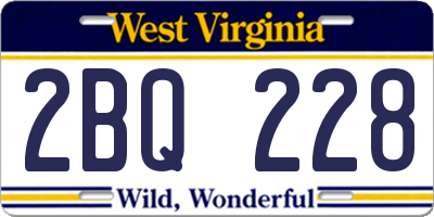 WV license plate 2BQ228