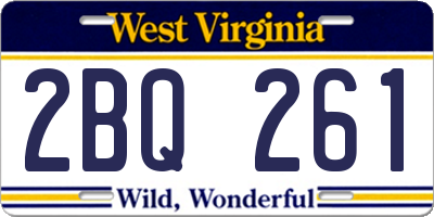 WV license plate 2BQ261