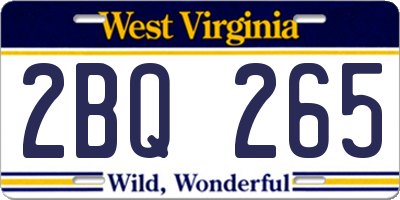 WV license plate 2BQ265