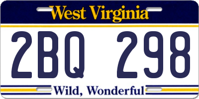 WV license plate 2BQ298
