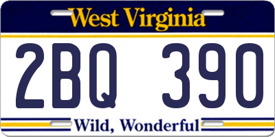 WV license plate 2BQ390
