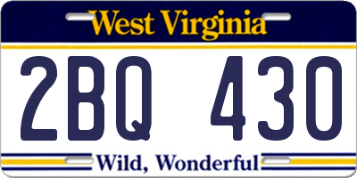 WV license plate 2BQ430