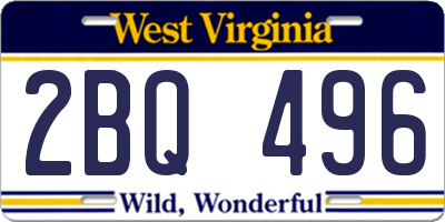 WV license plate 2BQ496