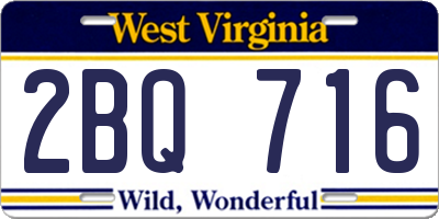 WV license plate 2BQ716
