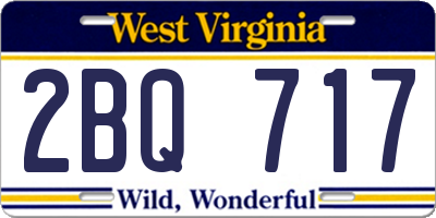 WV license plate 2BQ717