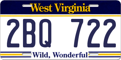 WV license plate 2BQ722