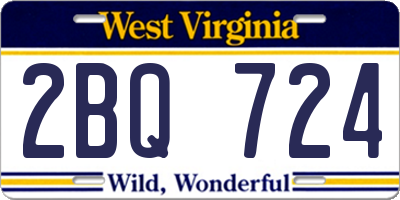 WV license plate 2BQ724