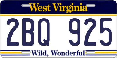 WV license plate 2BQ925