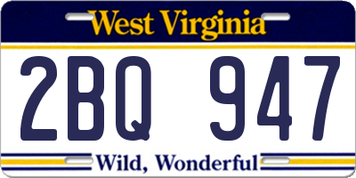 WV license plate 2BQ947